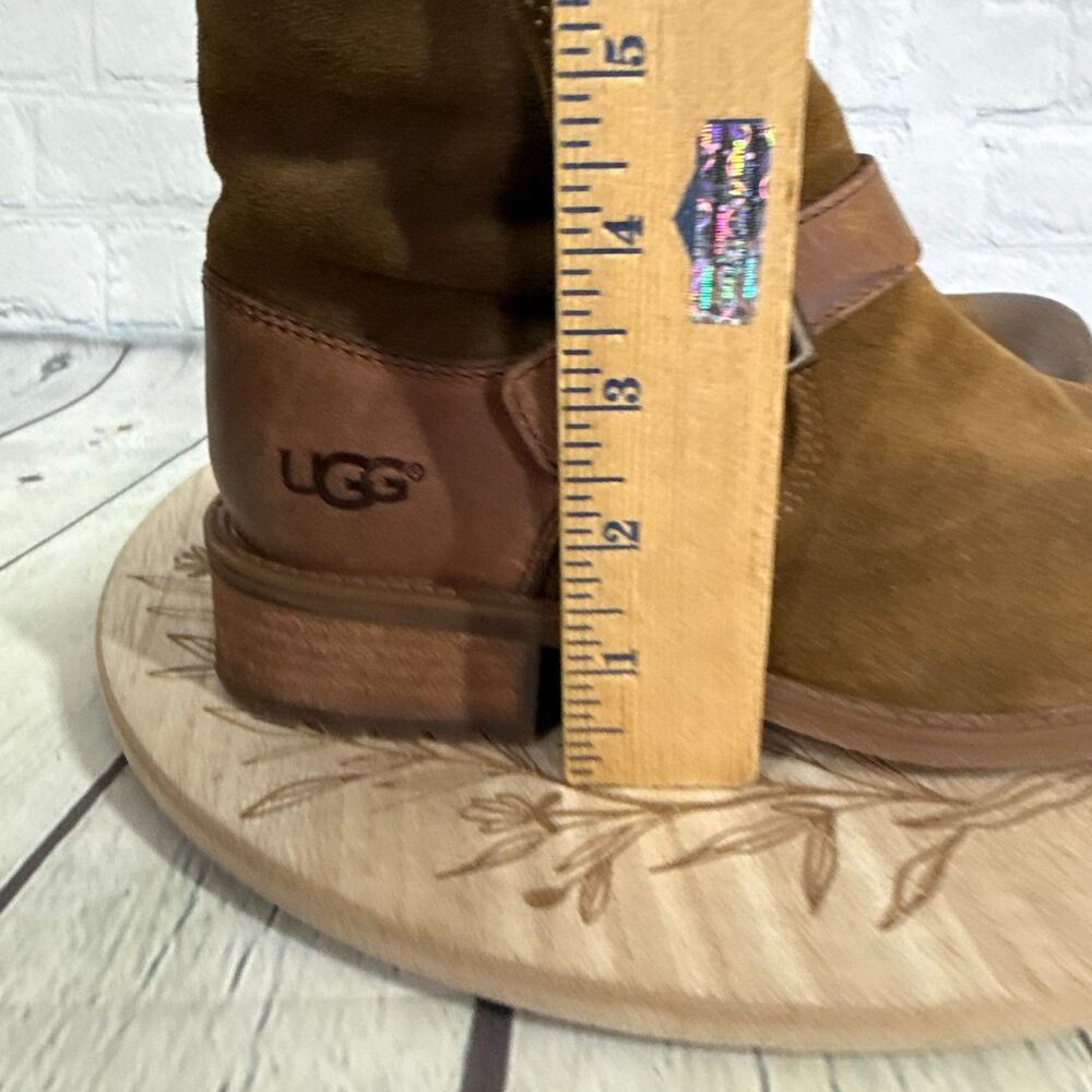 Ugg Australia Tall Boots Size 7.5 Everglade Leather Suede Buckle Distressed - Picture 10 of 12